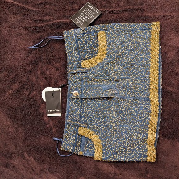 Retrofete Dresses & Skirts - $200 OFF NWT Retrofête Mani Embellished Denim Skirt – Size Small